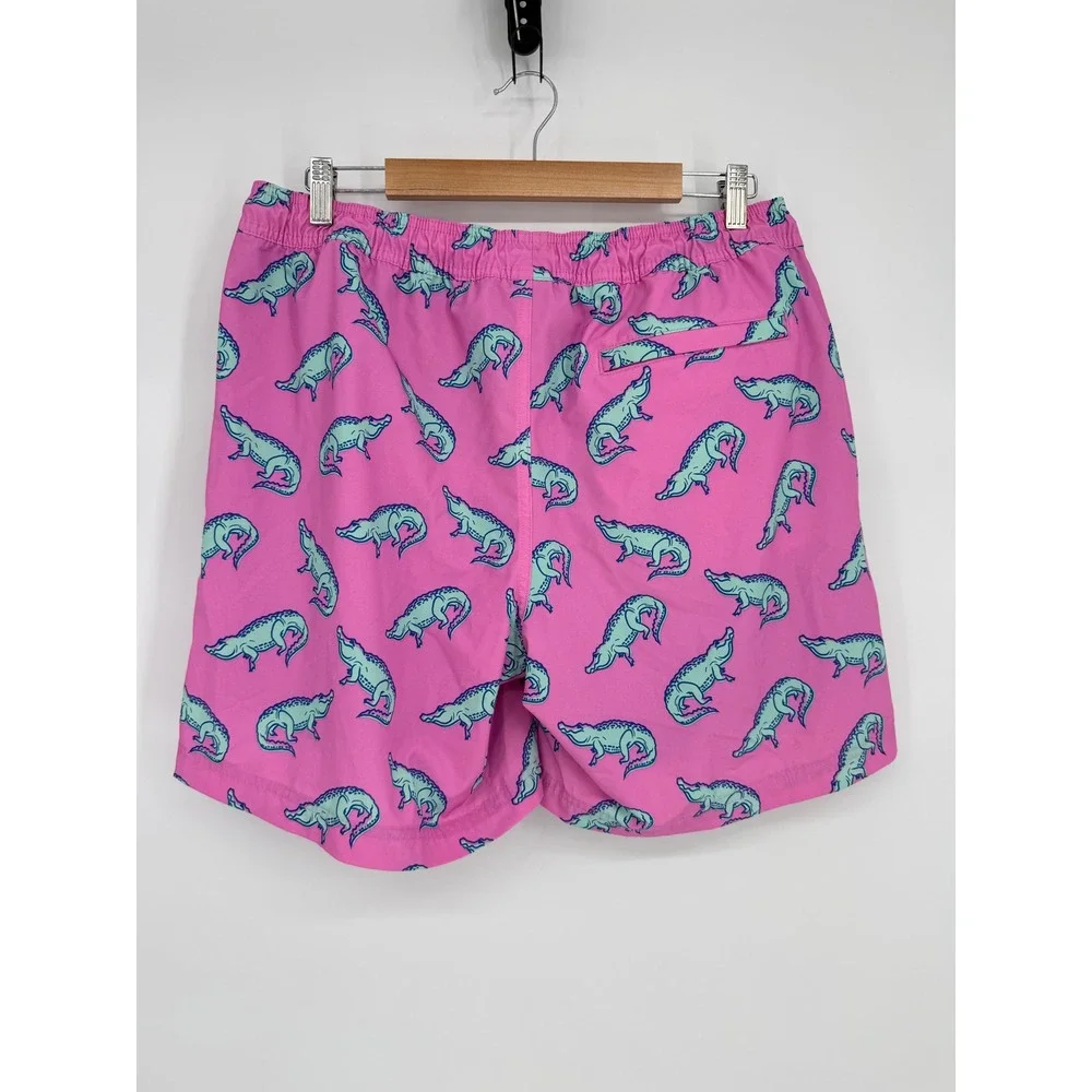 Member's Mark Mens Resort Swim Trunks Pink Alligator Print Sz L‎